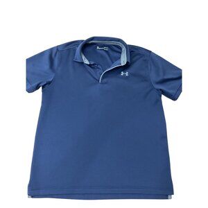 Under Armour men Polo Shirt Navy Blue Loose Fit Size L